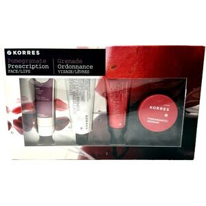 Korres Set Lip Butter Lip and Face Glaze Primer Mattifying Treatment Pomegranate